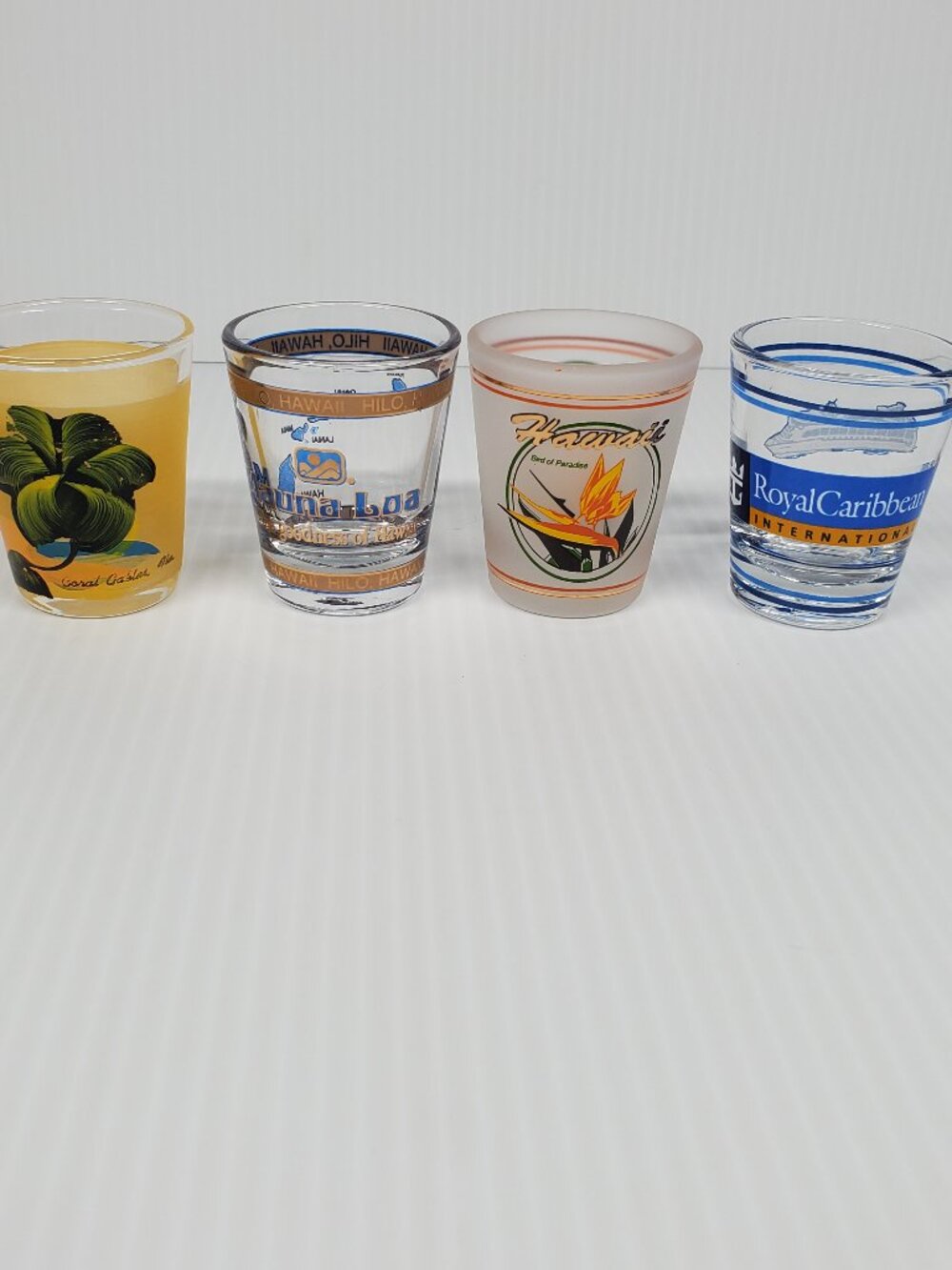 Set of 4 Shot Glasses from Hawaii Trip, including Royal Caribbean International